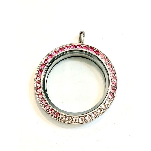 Pink Ombré Round Silver Locket #origami owl #breast cancer #stunning locket - Picture 1 of 4